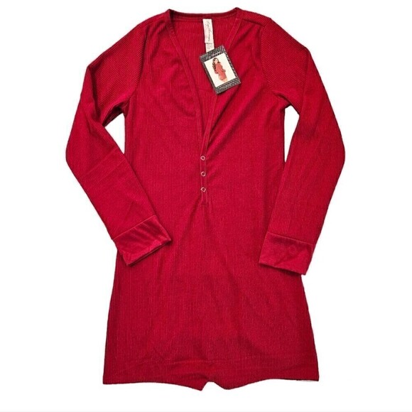 NEW Leg Avenue Love Me Long Johns Romper Red Lounge PJs M/L Yandy - Picture 1 of 6